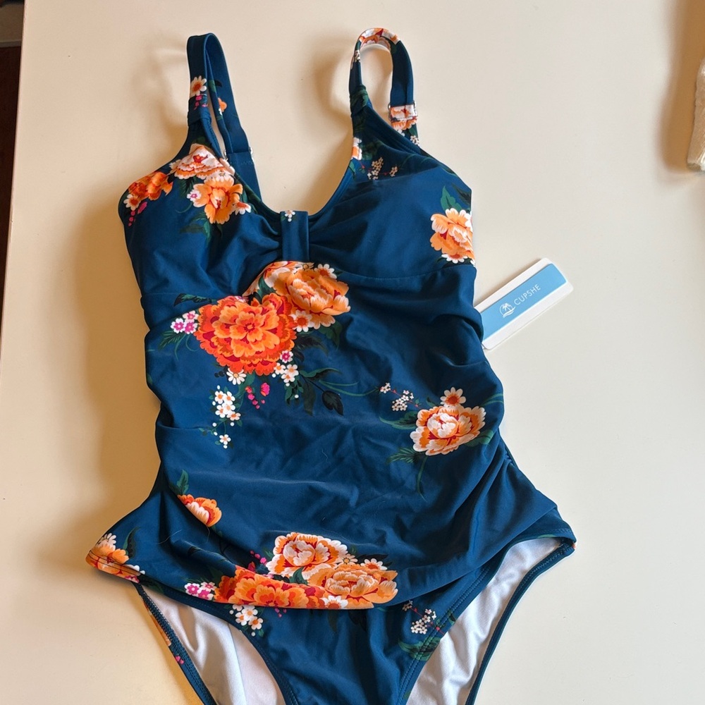 Cupshe Women's One Piece - Blue and Orange Floral
